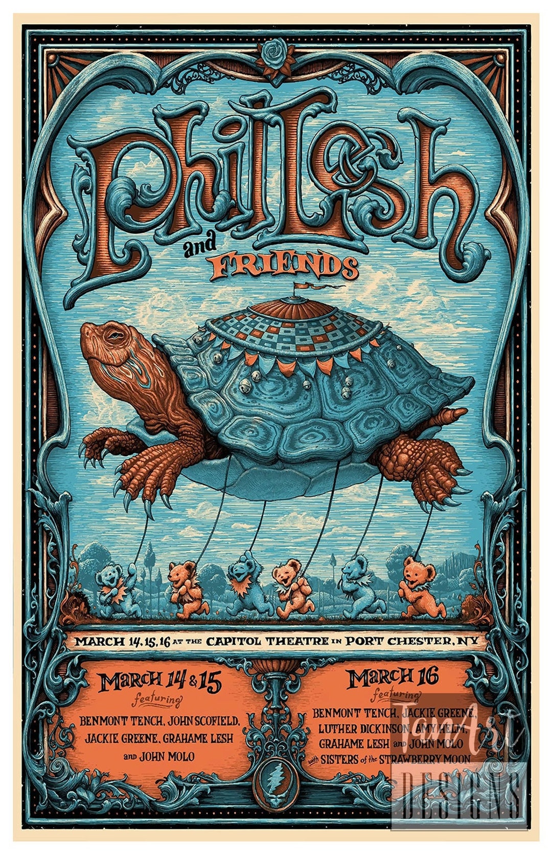 Phil Lesh and Friends Capitol Concert Poster Grateful Dead Vintage Wall