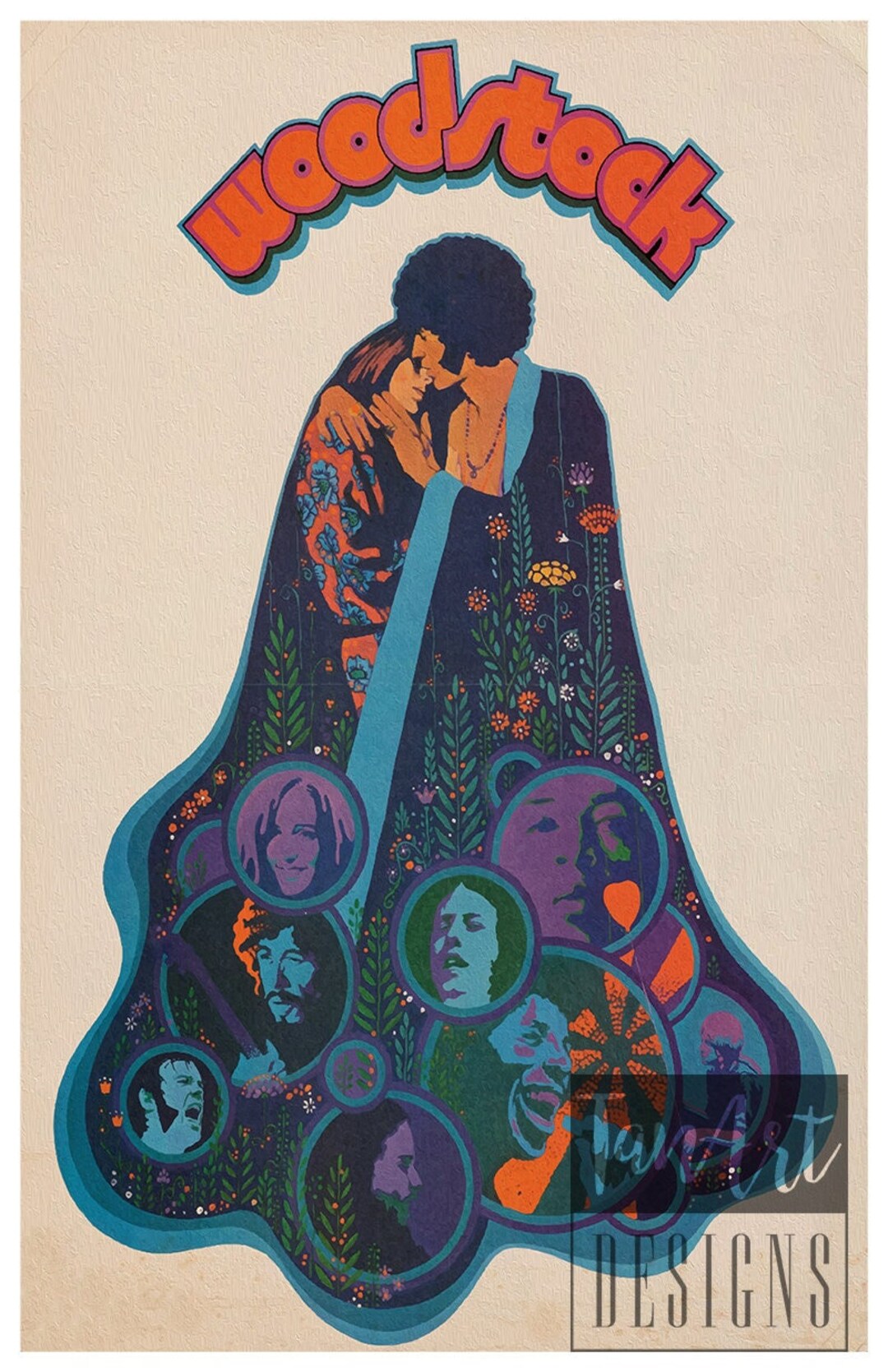 Woodstock Vintage Poster Woodstock Retro Rock Poster Vintage Wall Art ...