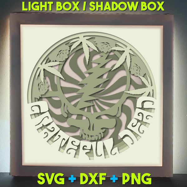 Grateful Dead Light Box / Shadow Box Template, Lightbox SVG Cricut, DYI Shadow Box, Paper Cut, 3D layered paper art, Lanterns, Digital Lamp