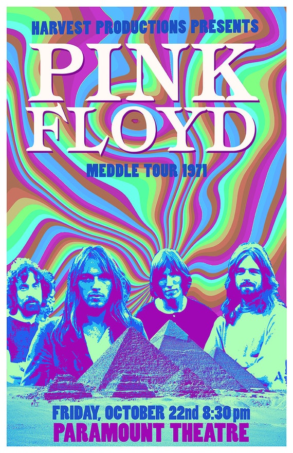 Framed Pink Floyd Vintage Style Poster | Pink Floyd Tour Framed Poster |  Retro Rock Poster | Psychedelic Wall Art | Vintage Rock Poster