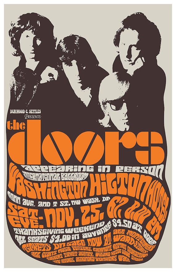 The Doors Vintage Style Poster the Doors Tour Poster Retro Etsy