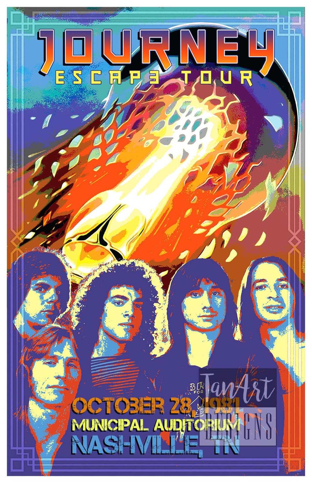 Journey Vintage Style Poster Journey Tour Poster Retro Rock Poster