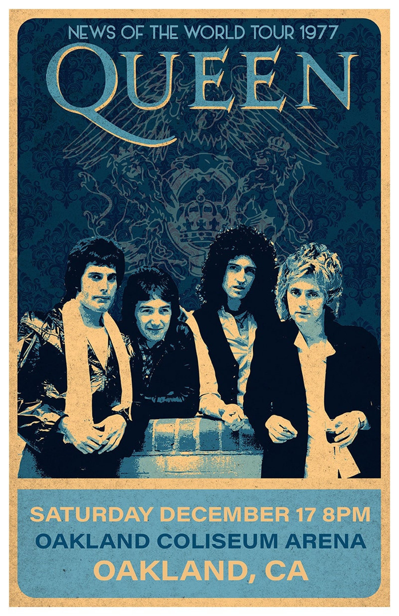 Queen Vintage Style Poster Queen Tour Poster Retro Rock Etsy