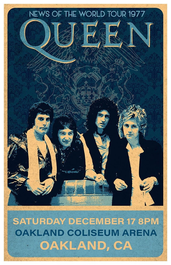 Framed Queen Vintage Style Poster | Queen Tour Framed Poster | Retro Rock  Framed Poster | Vintage Wall Art | Retro Wall Art | Vintage Poster