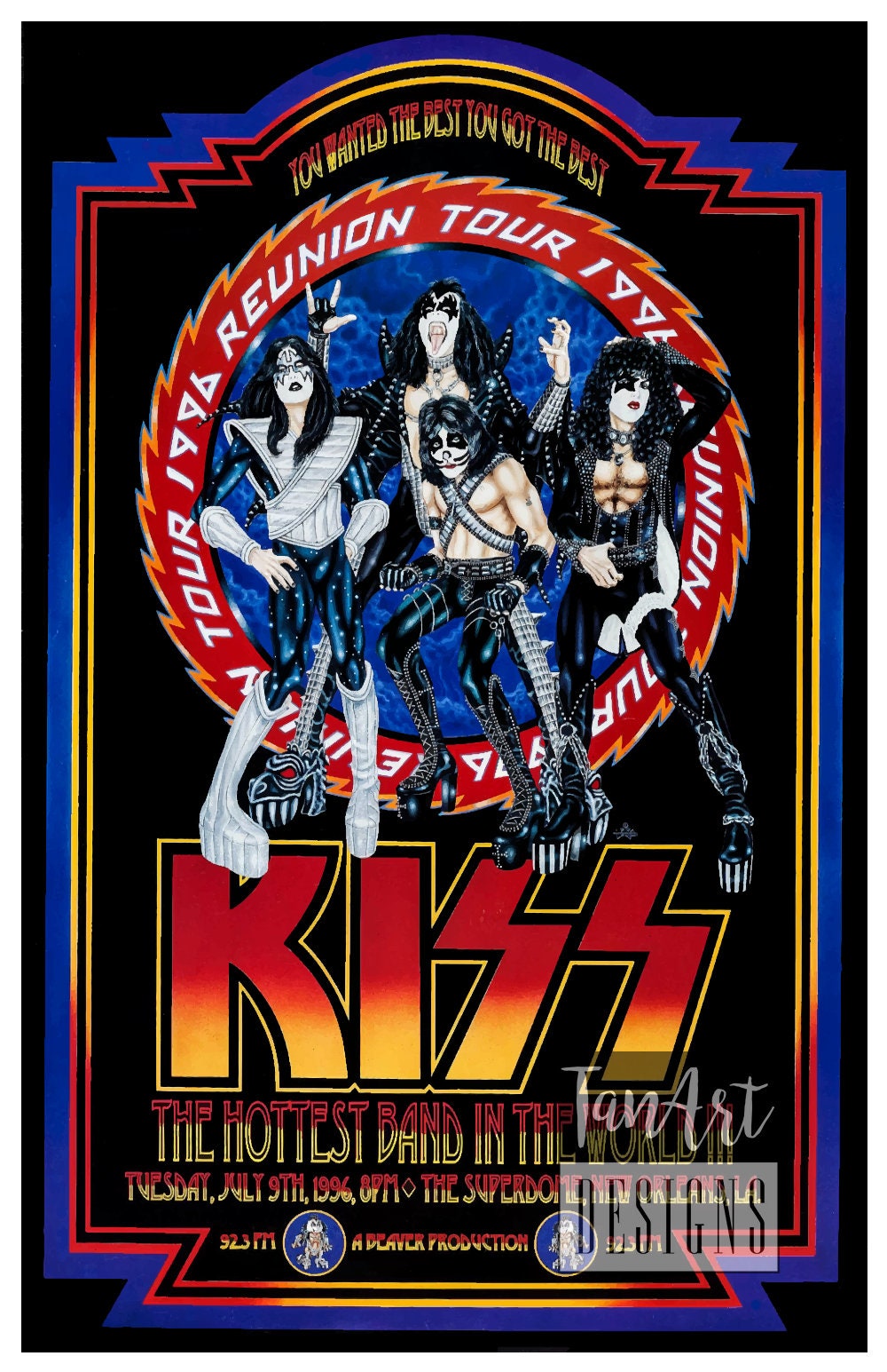 KISS 1996 Reunion Tour Poster Kiss Poster Retro Rock Etsy