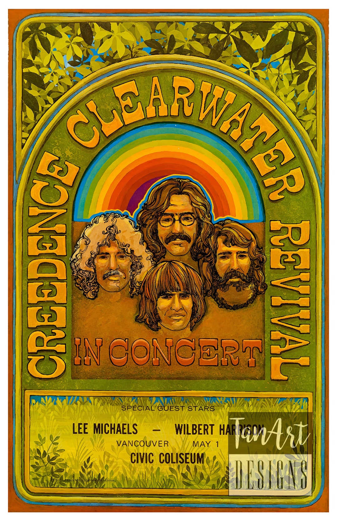 Creedence Clearwater Revival Vancouver Concert Poster Retro Rock Poster ...