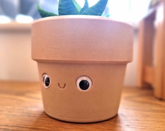 Googly Eyes Planter | Desk Tidy, Smiling Face Cactus Pot