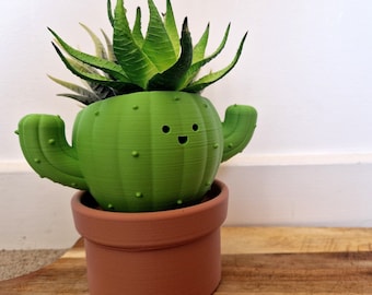 Maceta de cactus / Maceta con personaje divertido para ordenar el escritorio