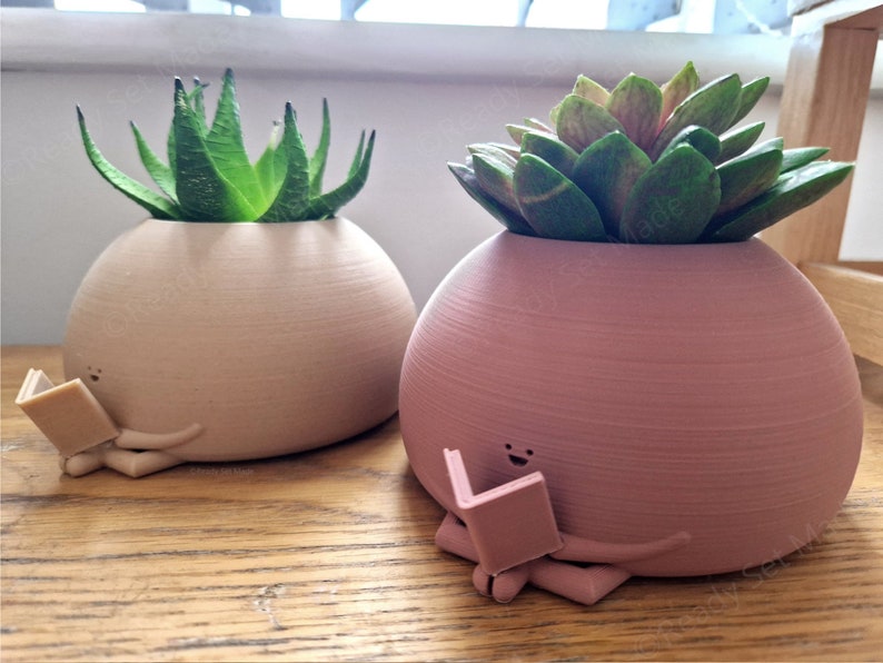 Reading Pot Planter | Bookworm Succulent & Cactus Pot - Etsy