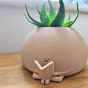 Reading Pot | Book Pot |  Cute Plant Pot | Plant Pot | Sitting Planter | Cute Planter | Planter Character | Indoor Planter | Cactus Planter