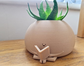 Reading Pot Planter | Bookworm Succulent & Cactus pot