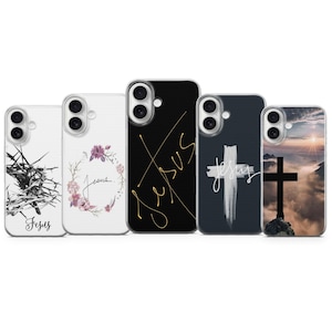 Funda para teléfono con cruz cristiana y Jesús: Funda de gel suave para iPhone 16, 17, Sam 24 y 25