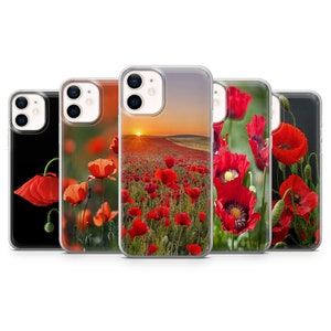Coque de portable fleurs coquelicots et plantes pour iPhone 15,14,13,Xs,Xr,7+,8,11 Pro,12 SAMSUNG A12,A50,A70,S21,S22 Galaxy S10e,A32,A52,S22,A8