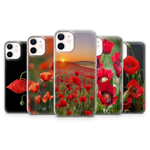 Flowers Poppies phone case Plants Cover for iPhone 15,14,13,Xs,Xr,7+,8,11 Pro,12  SAMSUNG A12,A50,A70,S21,S22 Galaxy S10e,A32,A52,S22 ,A8