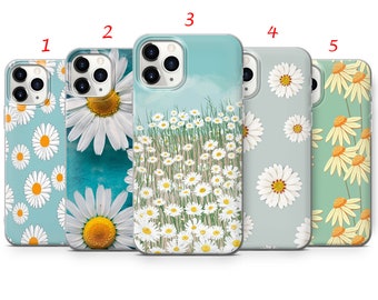 Love Daisy Blumen Handyhülle weiße Margeriten für iPhone 15,14,13,11,Xr,6s,12,Xs,8+ Galaxy S21,A30,S10+,A12,S21,S22,A51,S21 FE,A32,A52,A50 ,S9