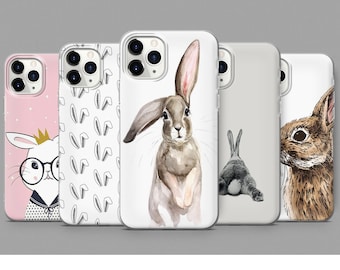 Kaninchen Handyhülle iPhone 16 15 14 Pro Max, Bunny Floral Cover für Samsung S24 S23 Ultra, Tier Liebhaber Geschenk, weiche Gel Hülle, 20% RABATT
