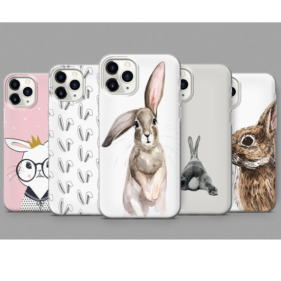 Rabbit Phone Case iPhone 16 15 14 Pro Max, Bunny Floral Cover for Samsung S24 S23 Ultra, Animal Lover Gift, Soft Gel Case, 20% OFF Sale