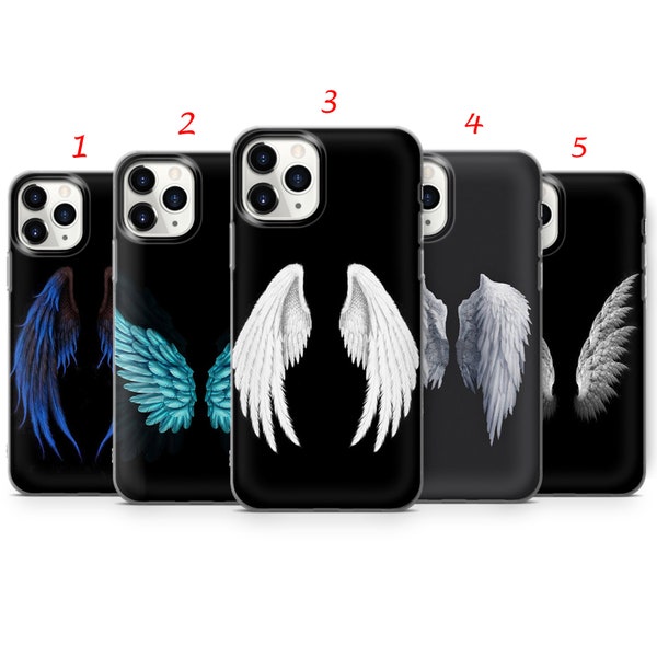 Étui pour téléphone ailes d'ange pour iPhone 15,14,13,12,11 Pro,XR,8+,7 Samsung A12,S20,S21,A40,A71,A51 Galaxy S21 FE,S22,A32,A52,A70,S10e, A8