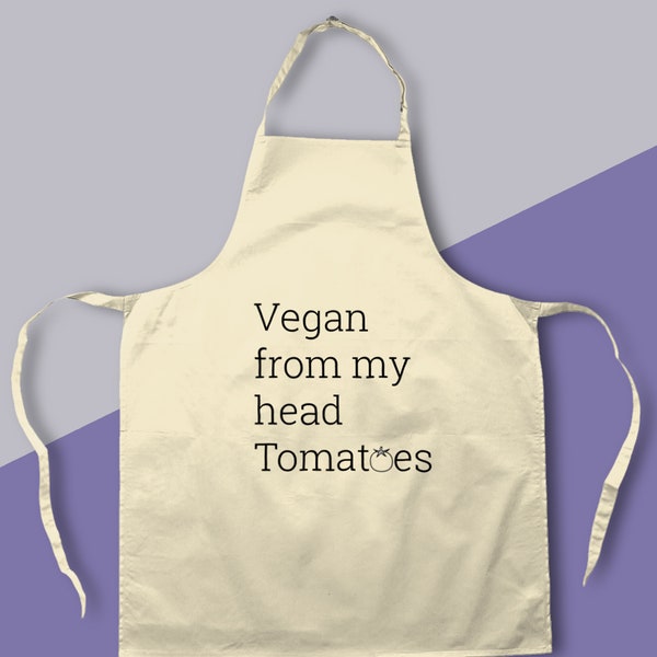 Vegan Gift. Vegan Apron. "Vegan From My Head Tomatoes" Apron.