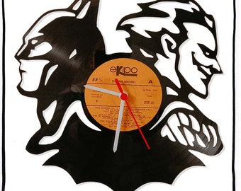 wall clock vinyl record watch with Batman und Joker motif upcycling design clock wall decoration vintage clock wall decoration retro