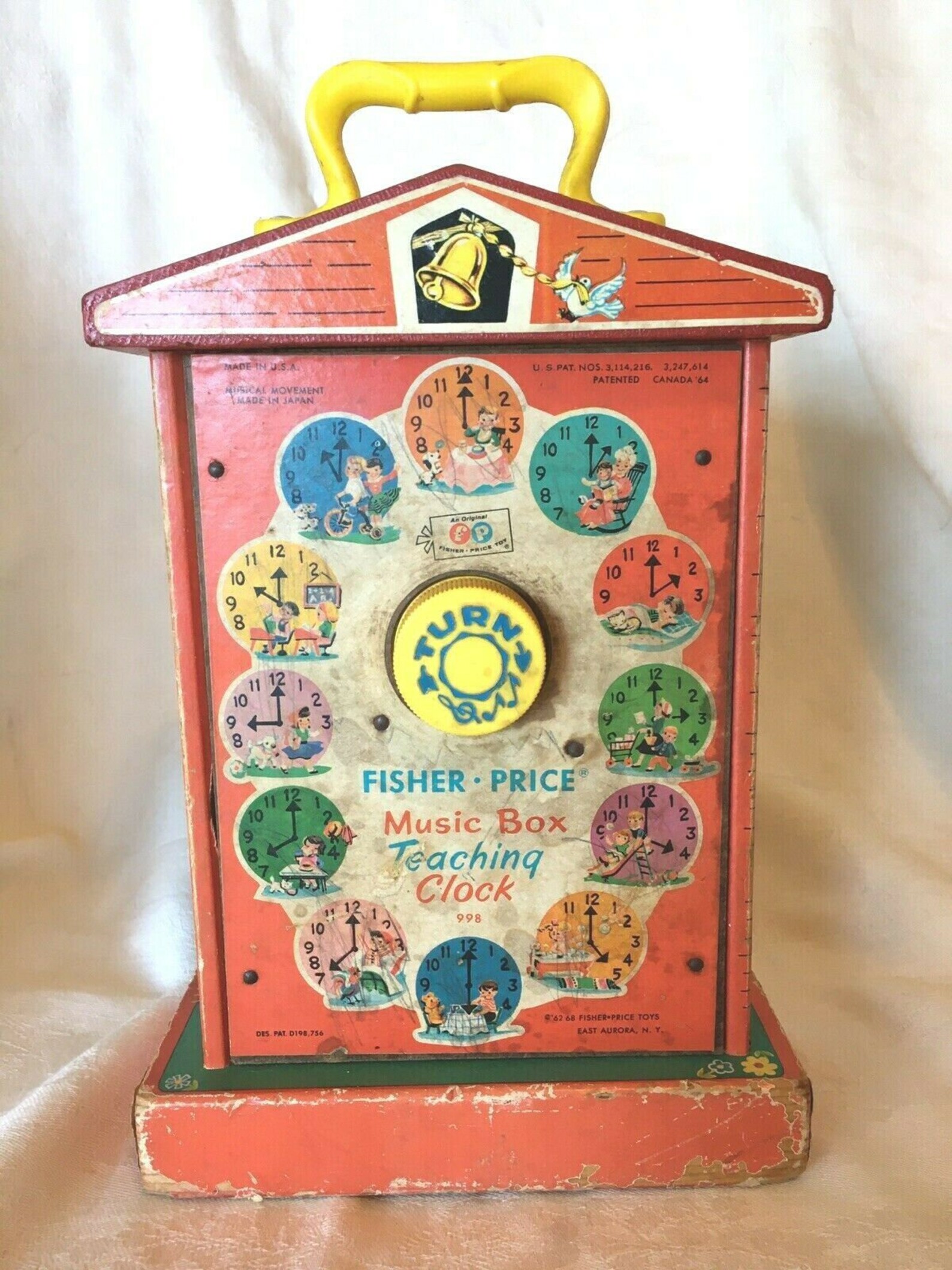 Vintage 1964 FISHER PRICE Music Box Teaching CLOCK Toy 998 - Etsy