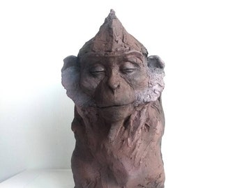 Original Langur monkey sketch sculpture . Ceramic