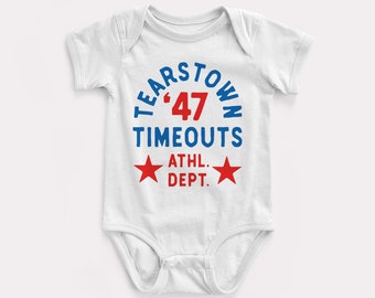 Tearstown Timeouts Baby Bodysuit - BabyDoopy - Cute Funny Retro Baseball Sports Graphic Print