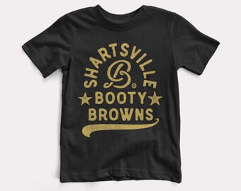 Shartsville Booty Browns Baby + Kids Tee - BabyDoopy - Toddler Youth Cute Funny Retro Baseball Sports Graphic Print