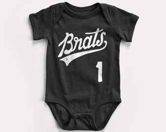 Brats Script Baby Bodysuit - BabyDoopy - Cute Funny Retro Baseball Sports Graphic Print