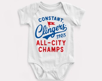 Constant Clingers Baby Bodysuit - BabyDoopy - Cute Funny Retro Baseball Sports Graphic Print