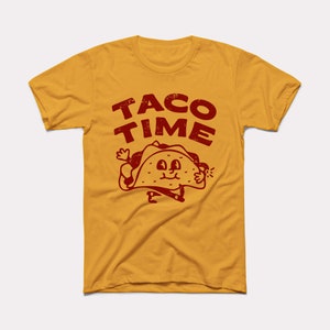 Taco Time Adult Unisex Shirt - BabyDoopy - Cute Funny Retro Taco Graphic Print Shirt