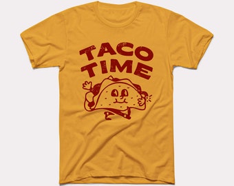 Taco Time Adult Unisex Shirt - BabyDoopy - Cute Funny Retro Taco Graphic Print Shirt