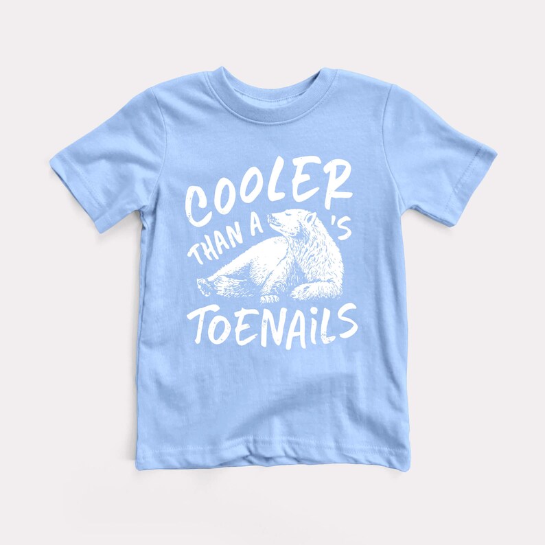 Polar Bear's Toenails Baby Kids Tee BabyDoopy Toddler Youth Cute Funny Rap Hiphop Graphic Print Shirt Light Blue