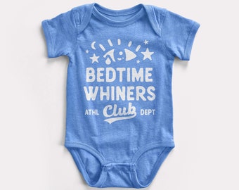 Bedtime Whiners Club Baby Bodysuit - BabyDoopy - Cute Funny Retro Sports Baseball Graphic Print