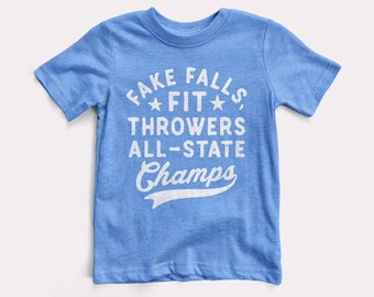 Fake Falls Fit Throwers Baby + Kids Tee - BabyDoopy - Toddle Youth Cute Funny Retro Baseball Sports Graphic Print Shirt