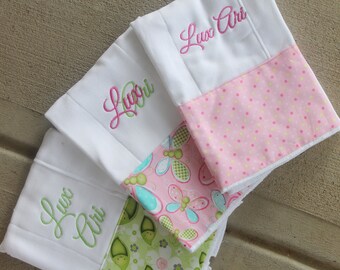 Sweet Pea embroidered burp cloth Personalized