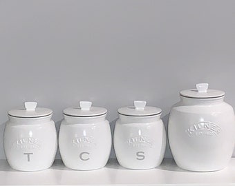 white gloss tea coffee sugar canisters