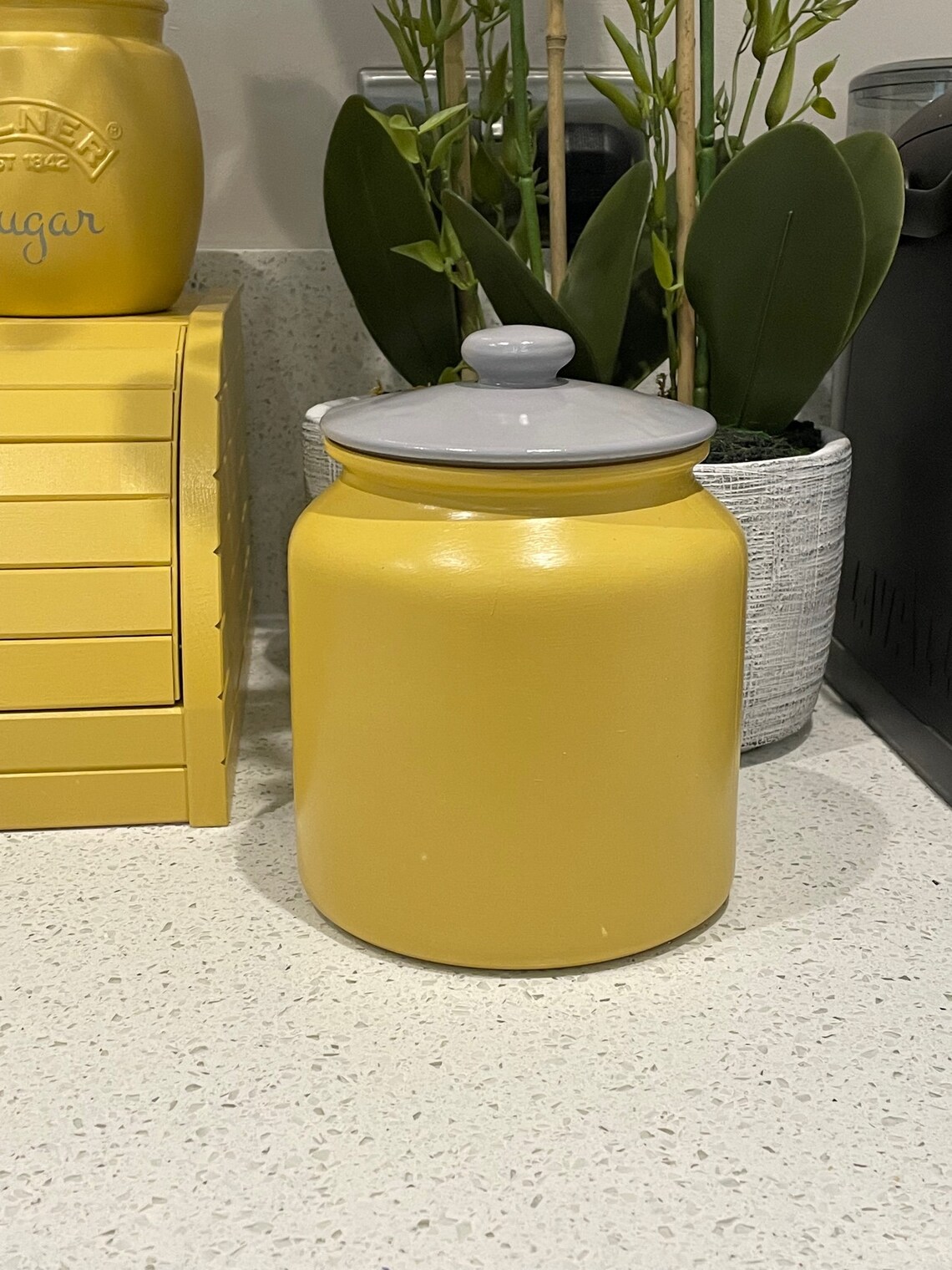Yellow Tea Coffee Sugar Canisters Biscuit Barrel / Cookie Jar Etsy UK