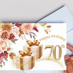 Tarjeta de celebración del 70.° cumpleaños personalizada para esa ocasión especial