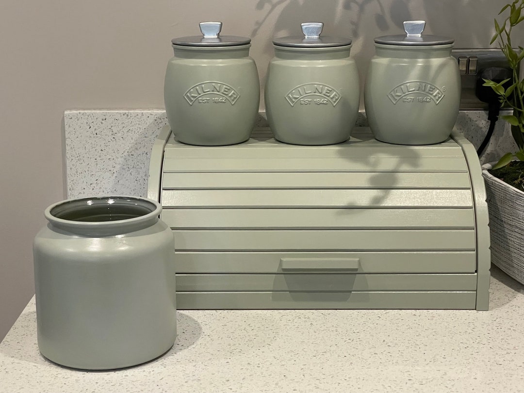 Sage Green Canisters Set Tea Coffee Sugar, Bread Bin Utensil Etsy