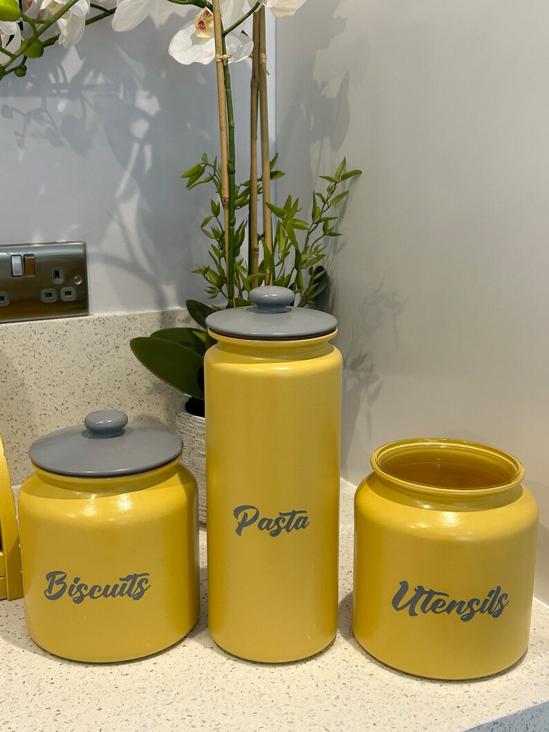 Yellow Tea Coffee Sugar Canisters Biscuit / Cookie Jar Etsy