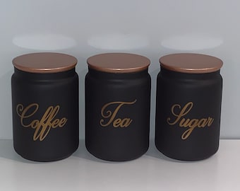 Buy Personalized Black Tea Coffee Sugar Canister Set: Custom