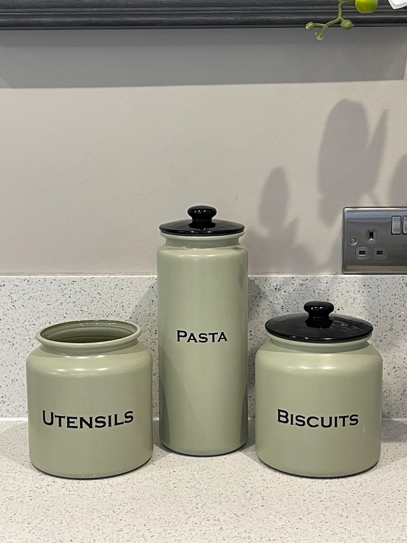 Sage Green Tea Coffee Sugar Canisters Biscuit / Cookie Jar Etsy