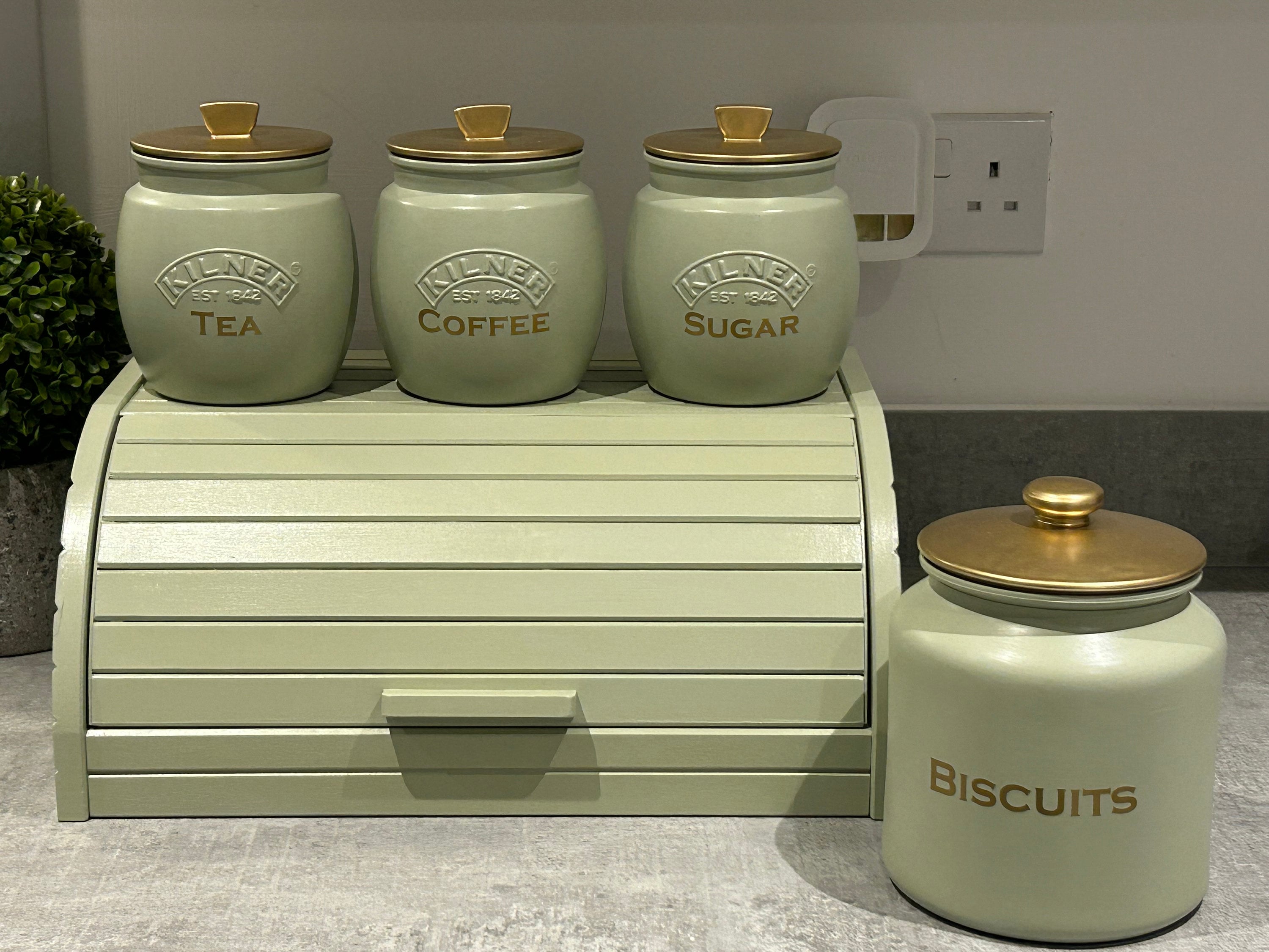 Kitchen Storage Storage Containers Sage Green Tea Coffee Sugar