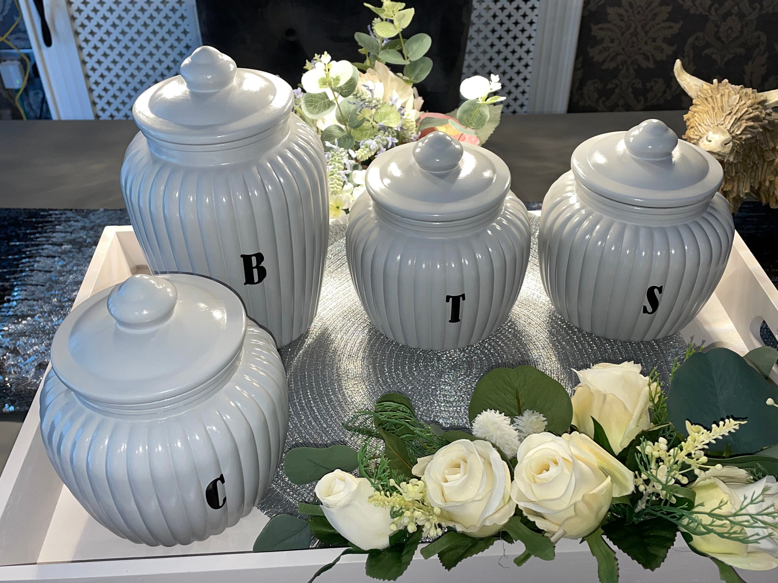 glitter tea coffee sugar canisters