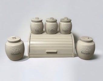 Romige Taupe Thee Koffie Suikerbussen sets met optionele koekjes-/koekjespot Broodtrommeldoos - tot 6-delige keukenopslagcontainerset