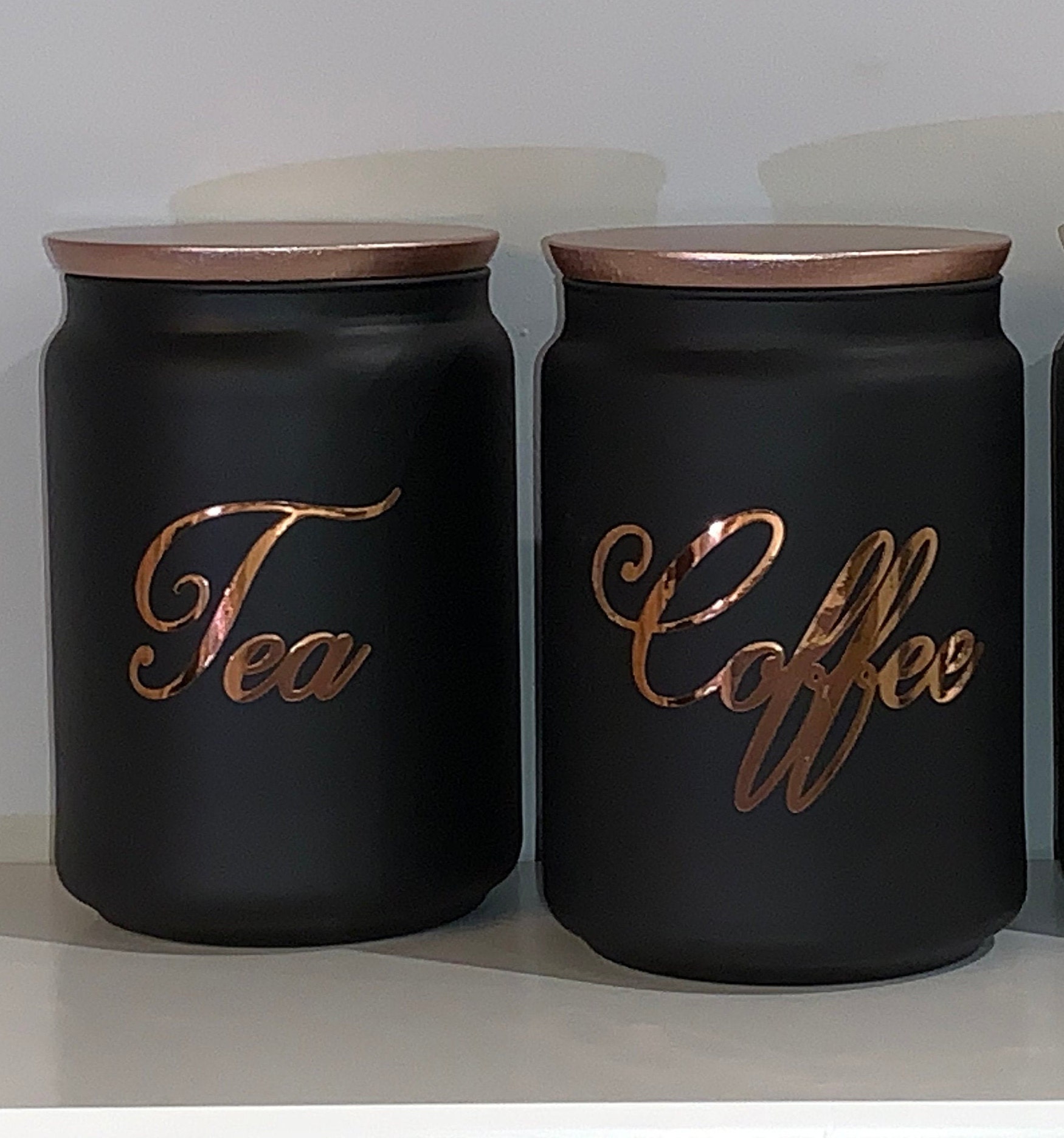 Black Tea Coffee Sugar Kitchen Storage Canister Sets Shown Etsy UK