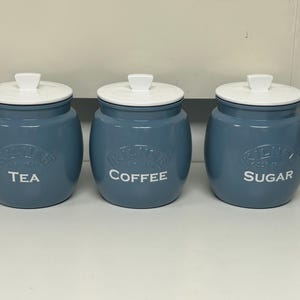 Blue Tea Coffee Sugar Canisters sets kitchen storage containers jars