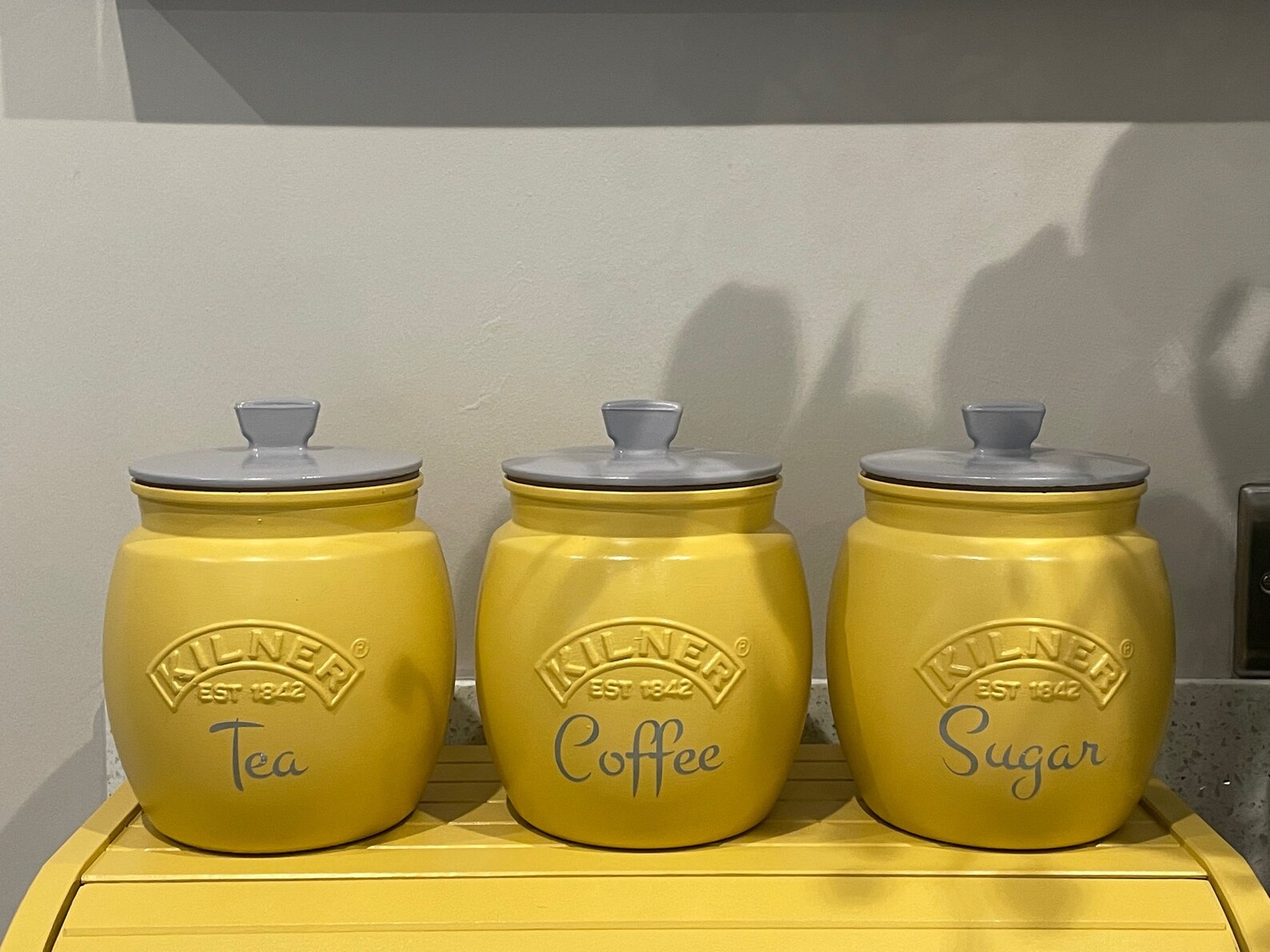 Yellow Tea Coffee Sugar Canisters Biscuit Barrel / Cookie Jar Etsy UK