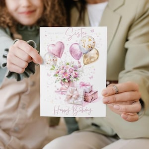 Carte de voeux de joyeux anniversaire A5 personnalisée, carte de fête soeur, amie, fille, maman, grand-mère